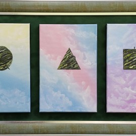 Marta Tymińska &mdash; Pokonać Trudności ( tryptyk 20 x 30 x 3) (w ramie 84x46cm)