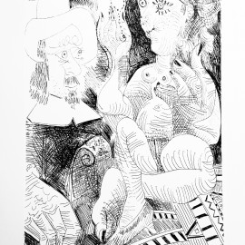 Pablo Picasso &mdash; Woman at her Toilette and Man with a Rembrandt Hat (ed. 86/200)