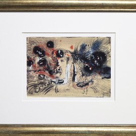 Józef Wilkoń &mdash; Pawie (pocztówka sygn.)(rama: 36 x 28 cm)