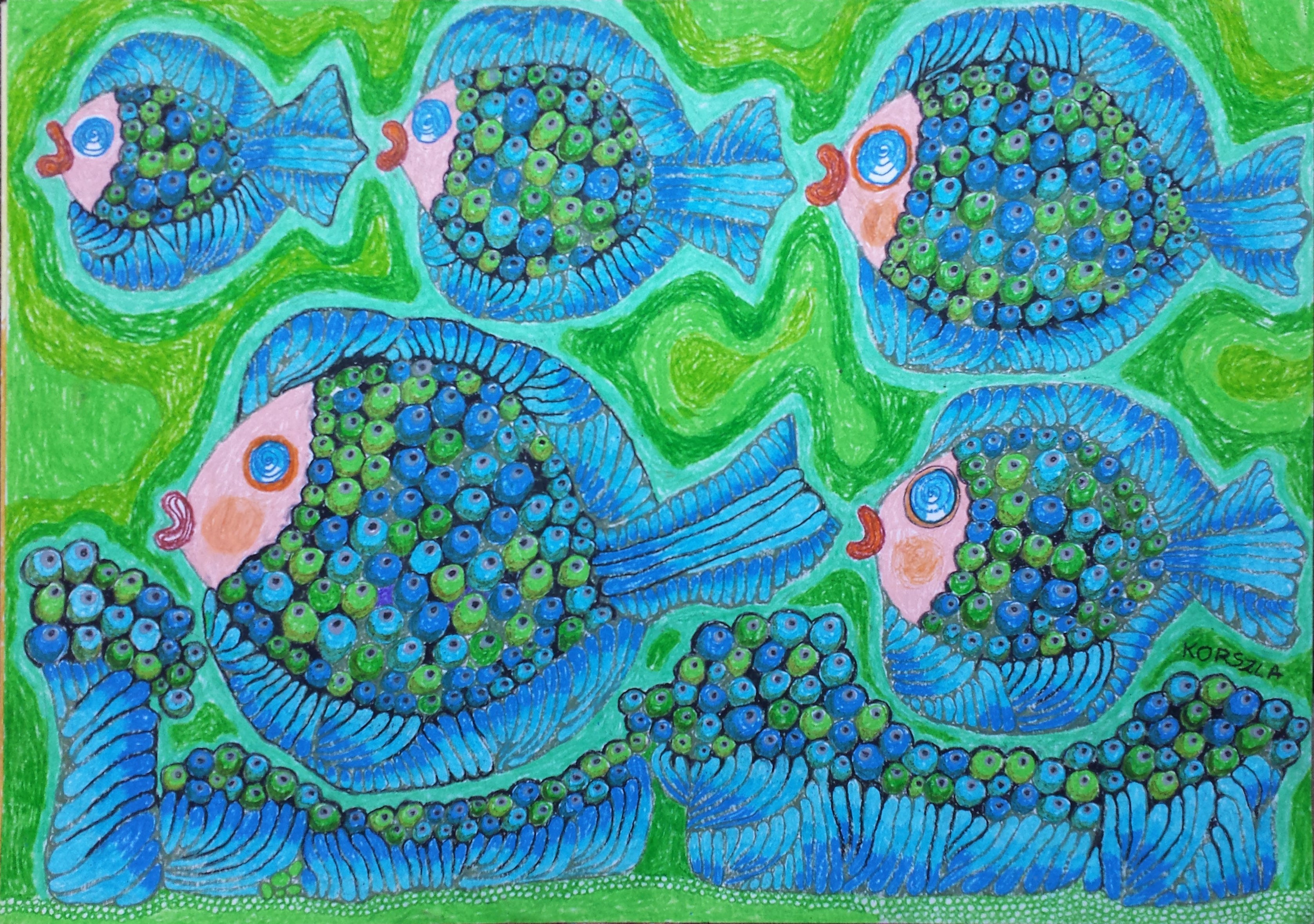 Ryby kuleczkowe niebieskie — Anna Korszla 