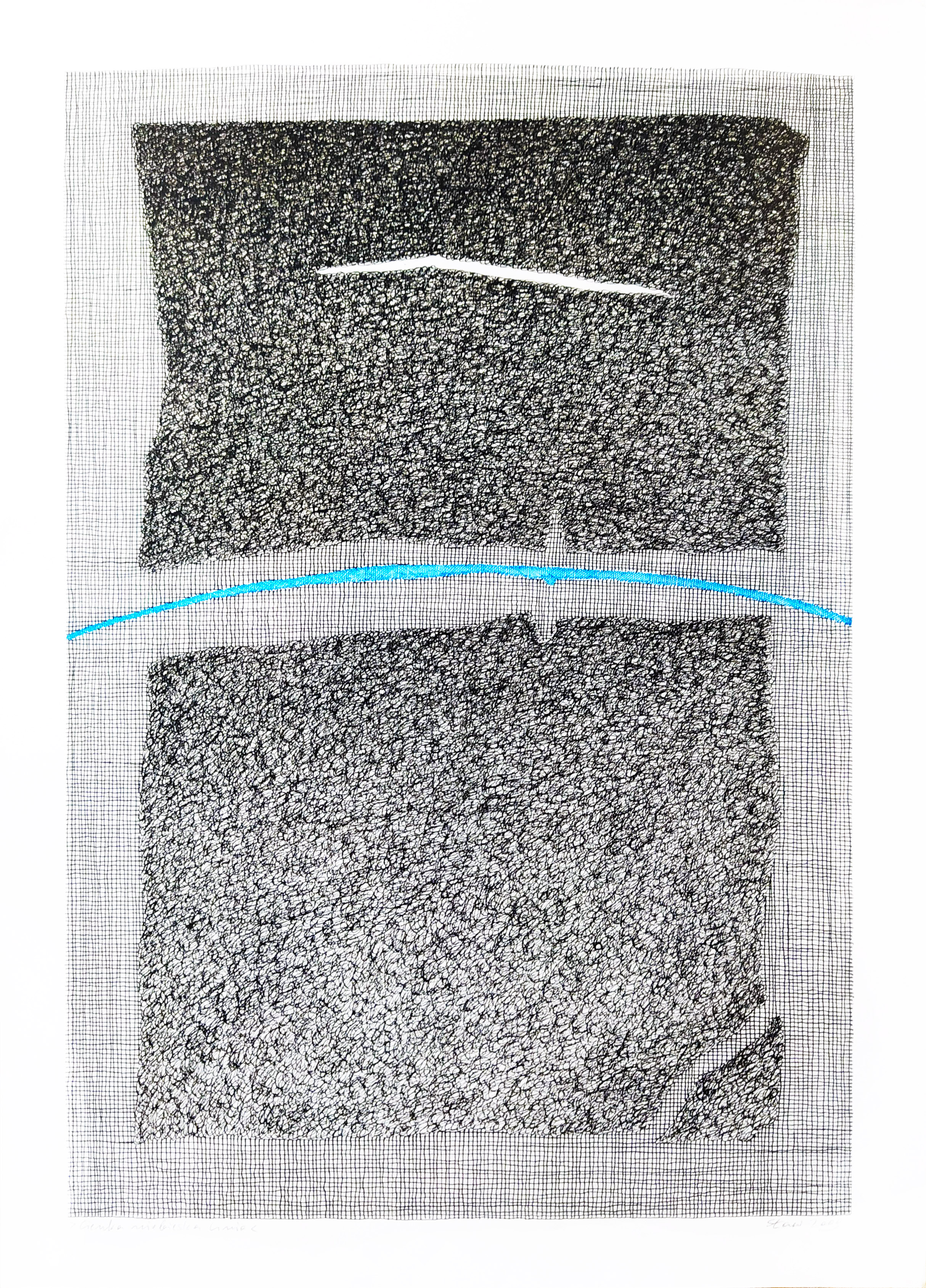 Cienka niebieska linia (arkusz: 51 cm x 71 cm) &mdash; Stefan Sławiński