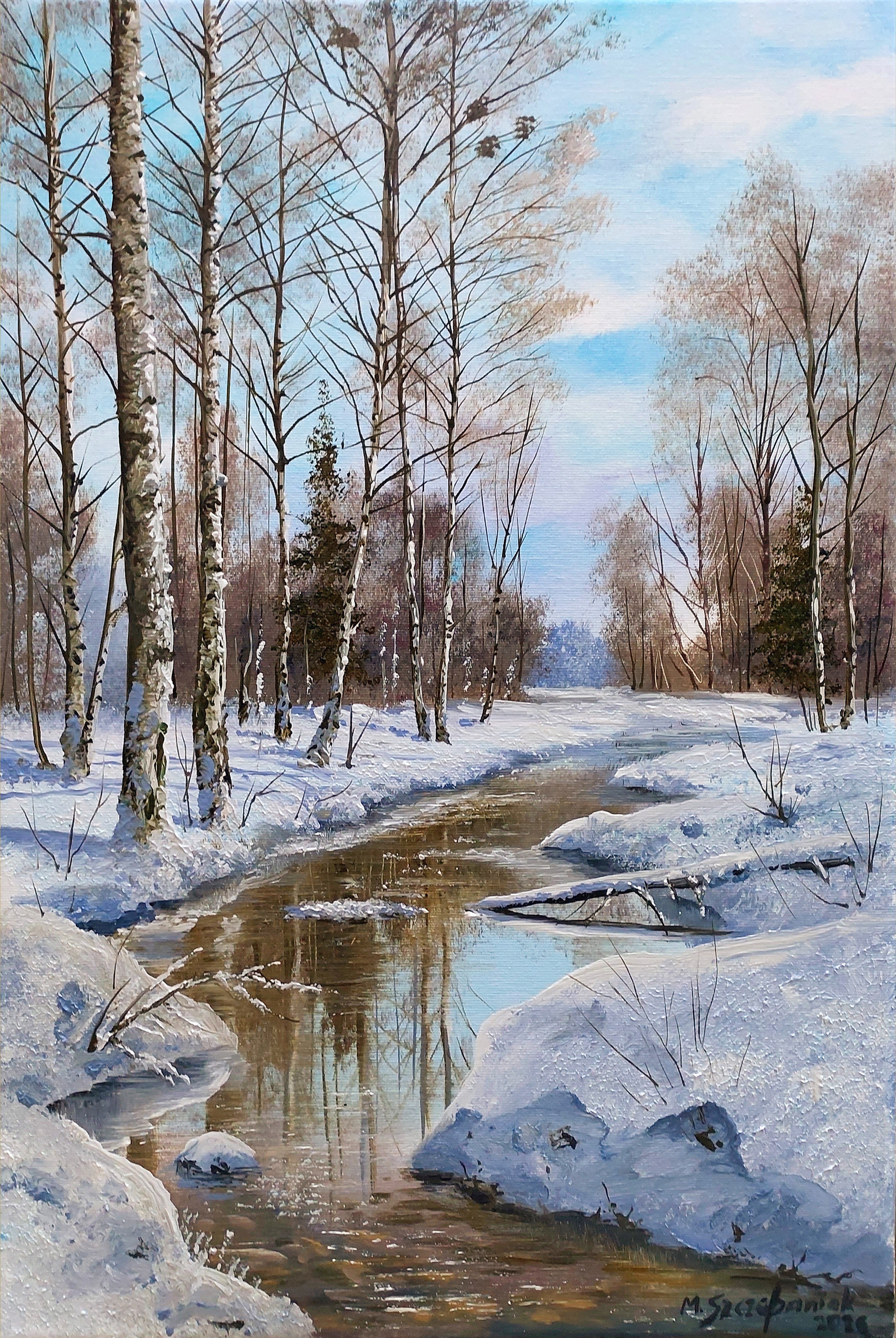 Brzozy w zimowym lesie &mdash; Marek Szczepaniak