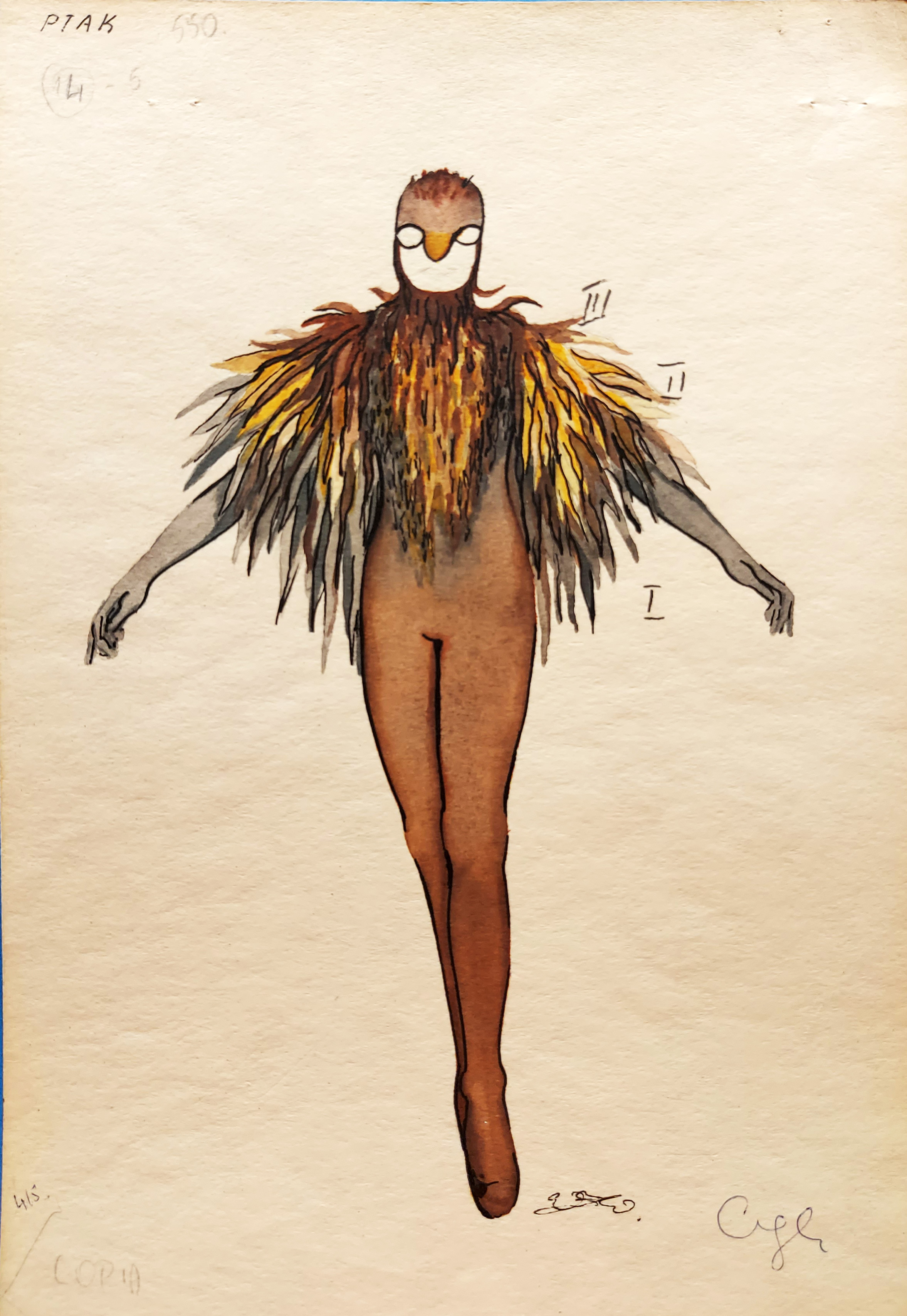 Ptak (szkic kostiumu scenicznego) — Wanda Żukowska-Waszak