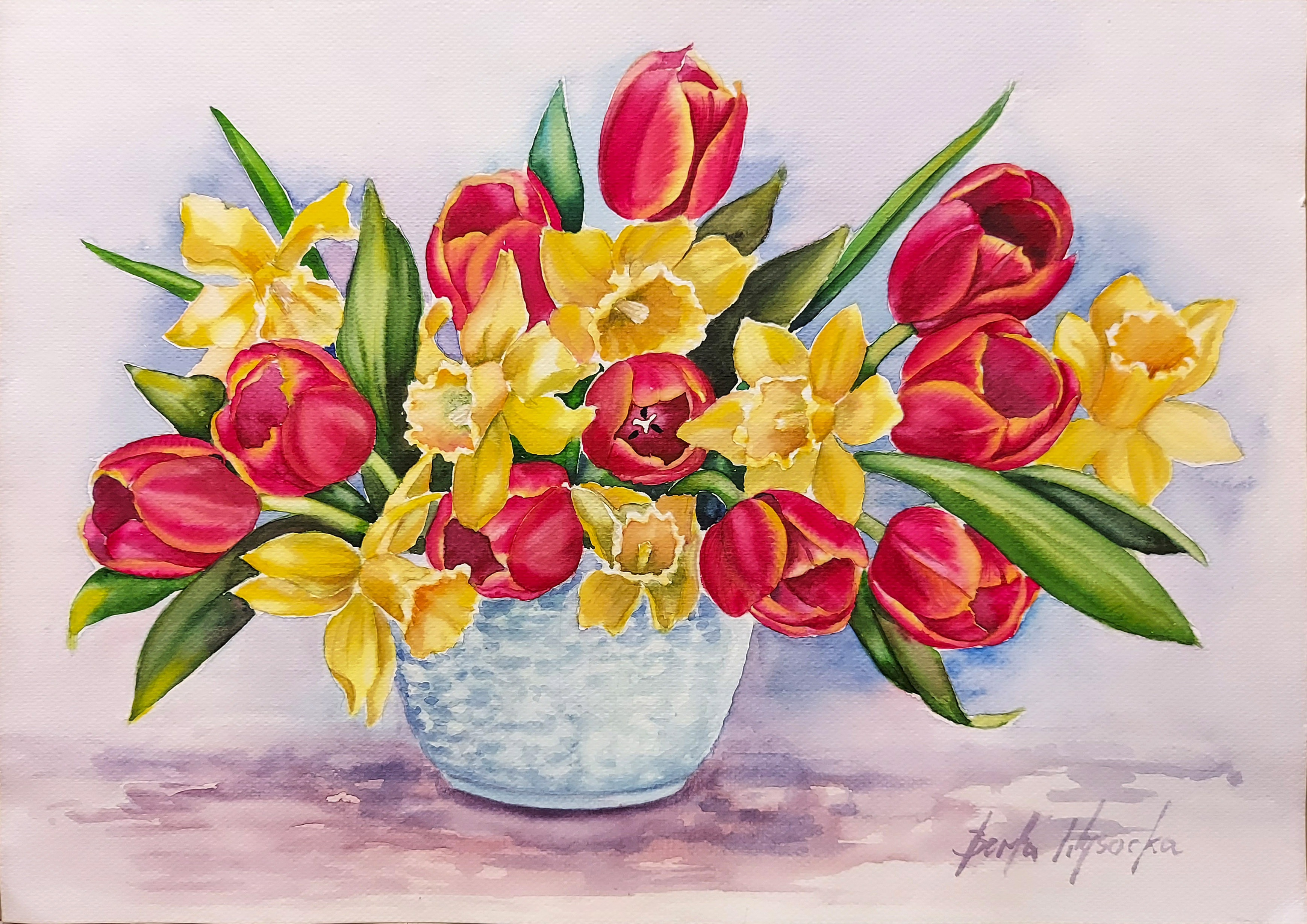 Tulipany w wazonie — Berta Wysocka