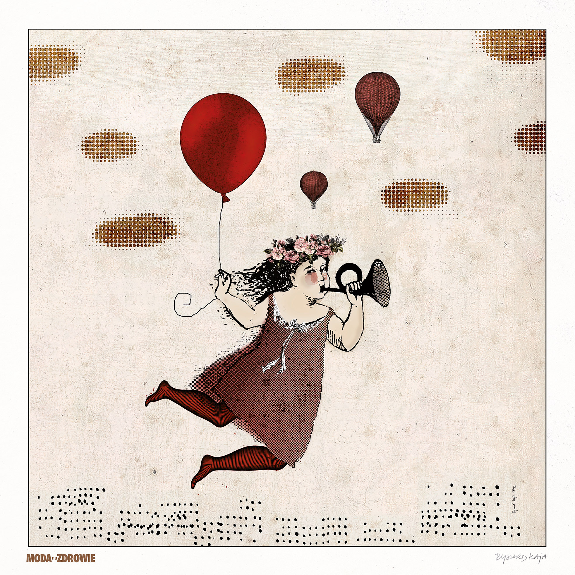 Dziewczynka z balonikiem (ed.89/100, wymiary arkusza 70 x 70 cm) — Ryszard Kaja 