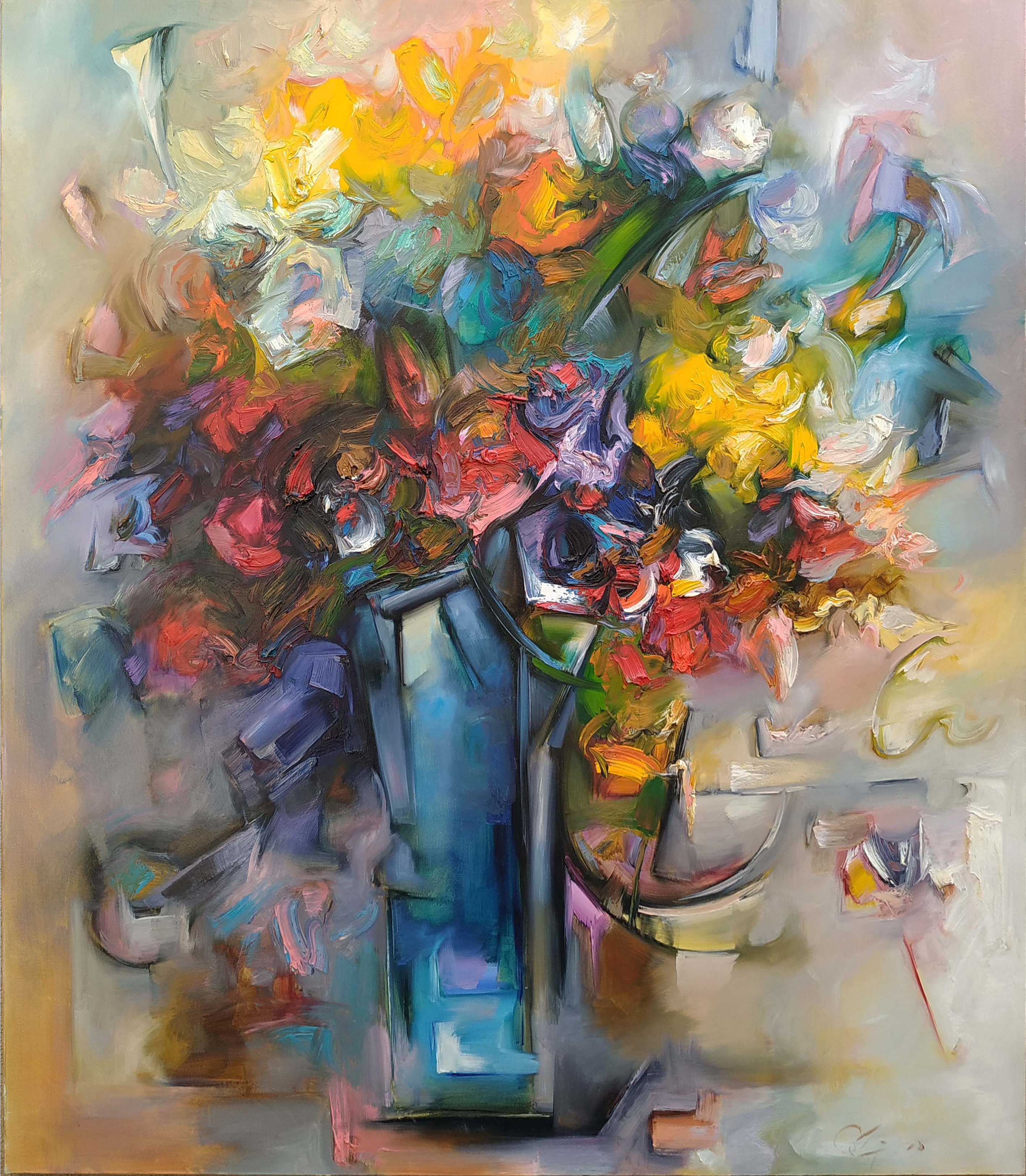 Kwiaty w błękitnym wazonie — Zdzisław Constantin Majrowski-Meyro