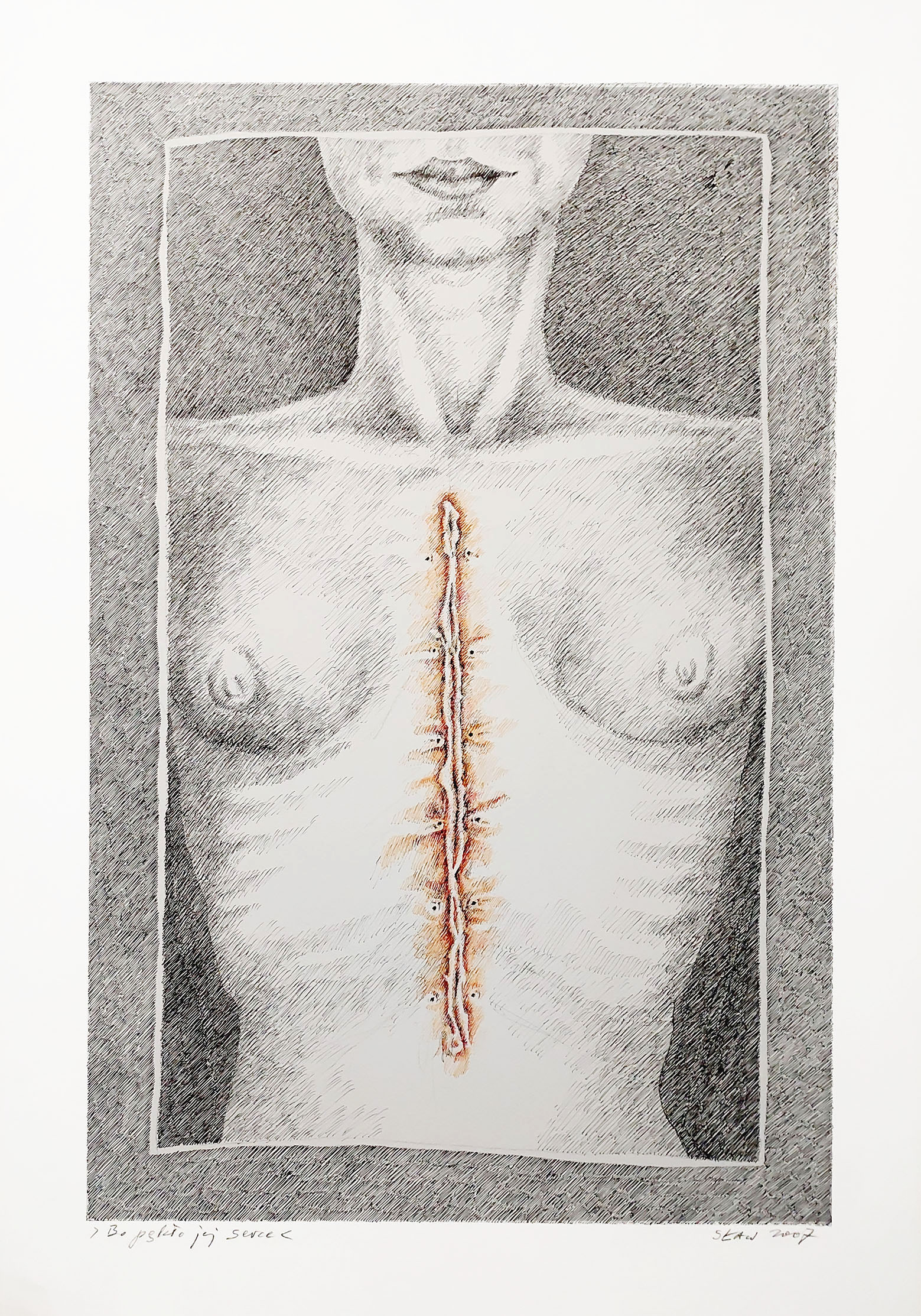 Bo pękło jej serce (arkusz: 52.5 cm x 75 cm) &mdash; Stefan Sławiński